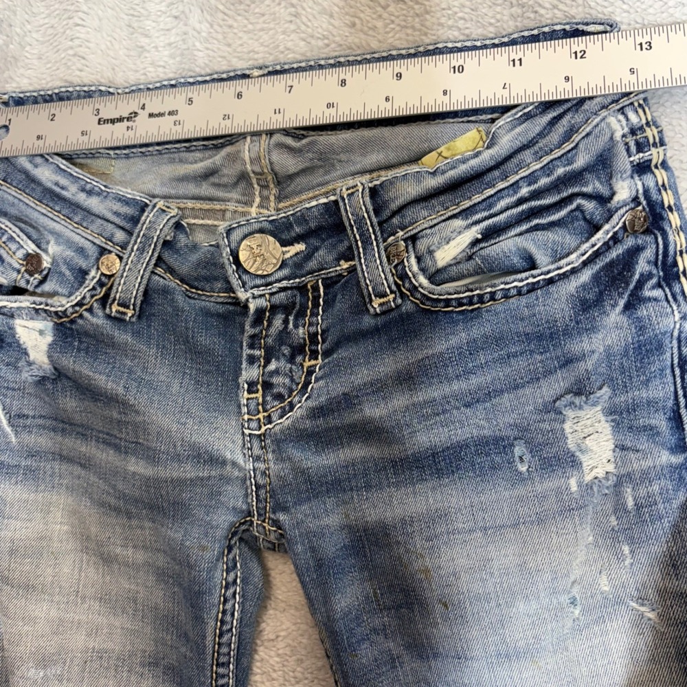 BKE Stella Bootcut Jeans Women's 23 Blue Distressed Low Rise Y2K Denim BKL7595L - Picture 5 of 12